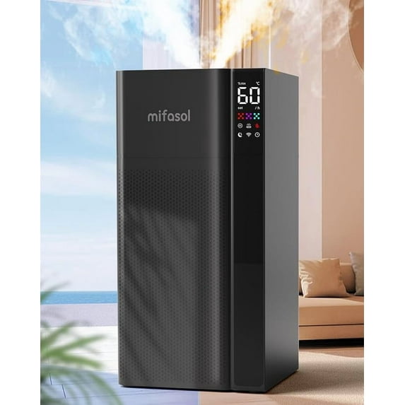 Warm and Cool Mist Humidifier Large Room, 5.3Gal/20L Whole House Humidifiers for Home, Quickly & Evenly Humidify Larger Areas, Top Fill, Dual Mist Nozzles and Atomizers, Office Plants, Black