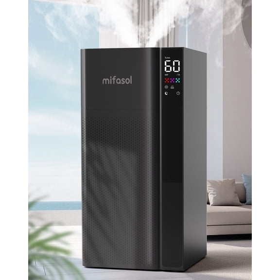 Warm and Cool Mist Humidifier Large Room, 5.3Gal/20L Whole House Humidifiers for Home, Quickly & Evenly Humidify Larger Areas, Top Fill, Dual Mist Nozzles and Atomizers, Office Plants, Black