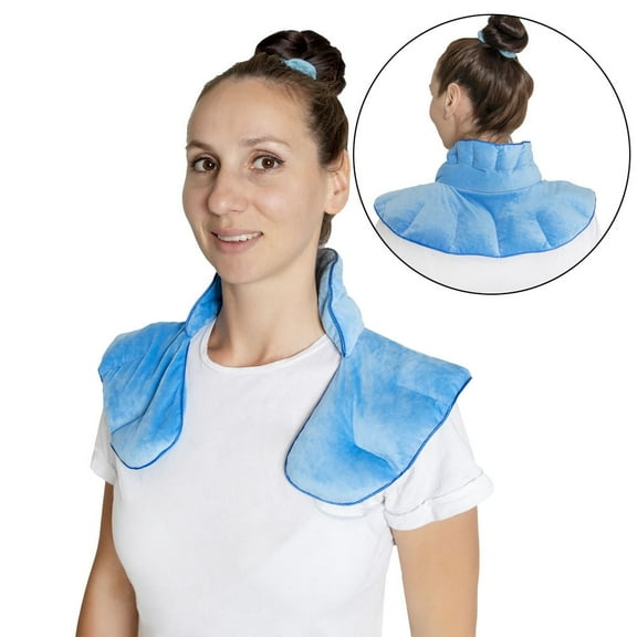 Warm & Cooling Neck Shoulder Wrap Pad - Herbal Aromatherapy For Soothing Muscle Pain and Tension Relief Therapy, 100% Natural Lavender & Herb Spa Blend, Use in Microwave or Freezer