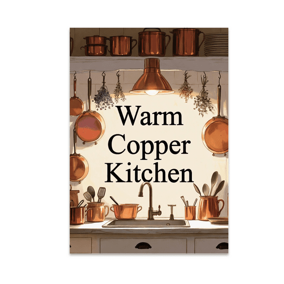 Warm Copper Kitchen Art - Farmhouse Decor Enthusiast - 13x19 Poster Print