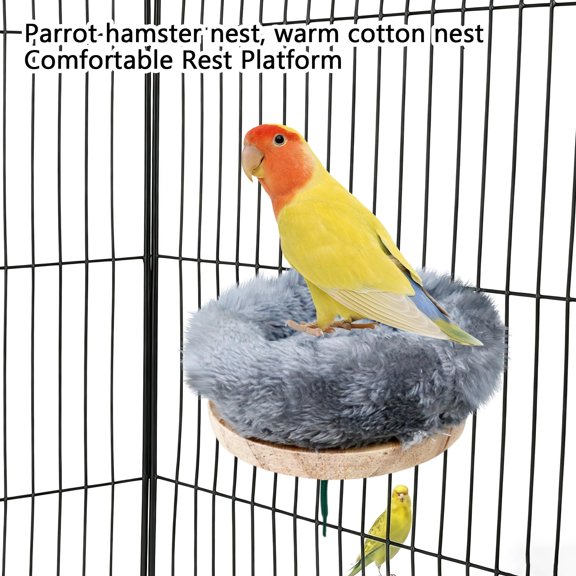 Warm Cotton Nest For Parrot Hamster Bird, Comfortable Resting Platform, Large Size, Grey