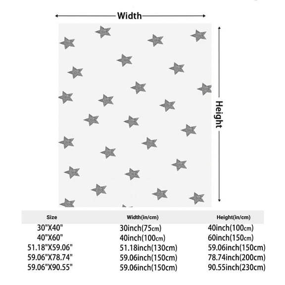 Warm Cozy Contemporary White & Gray Star Flannel Blanket Double Sided Style Bedspread with Ultrasound Star Print Soft Throw Suitable for Sofa Bed Couch Perfect Gift Idea
