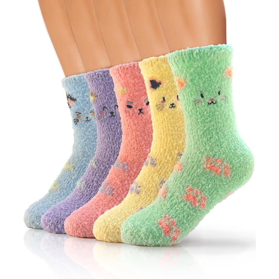 Warm & Cozy Gifts for Women, Stocking Stuufers, Fluffy Fuzzy Plush Sleeping Slipper Socks - Soft Warm Fabric