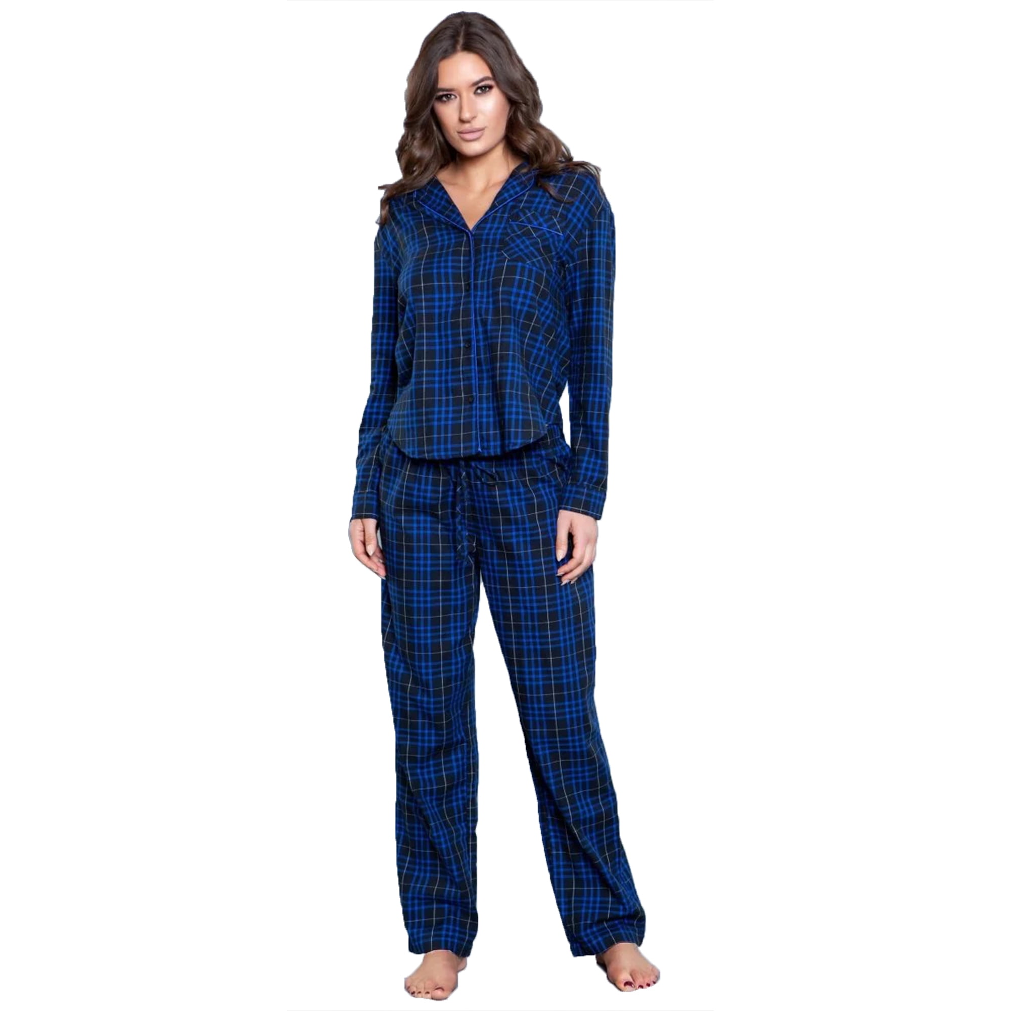Warm and Cozy PJ Set of Loungewear Button Front Top Pants | 100% Cotton ...