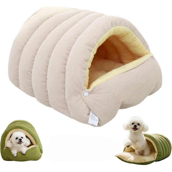 Warm Cozy Pet Cave Bed, Soft Plush Semi Enclosed Tent, Winter Warm Nest, Fluffy Breathable Sleeping House, Cute Indoor Bed for Cats & Small Dogs