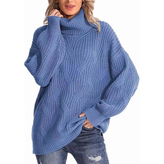 Warm & Cozy Women's Turtleneck Sweater - Soft Knitted Pullover Top for Everyday Comfort, Long Sleeve Cold Weather Wear, Versatile Casual Winter Clothing