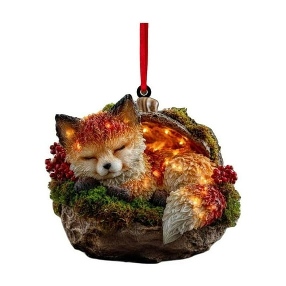 Taicans Warm & Cozy forest Animal Christmas Ornament - Acrylic Fox Decorations for Tree,Fireplace,or Mantel - Hand-Painted,Rustic Nature-Themed Home Decor,Animal Lovers Gift