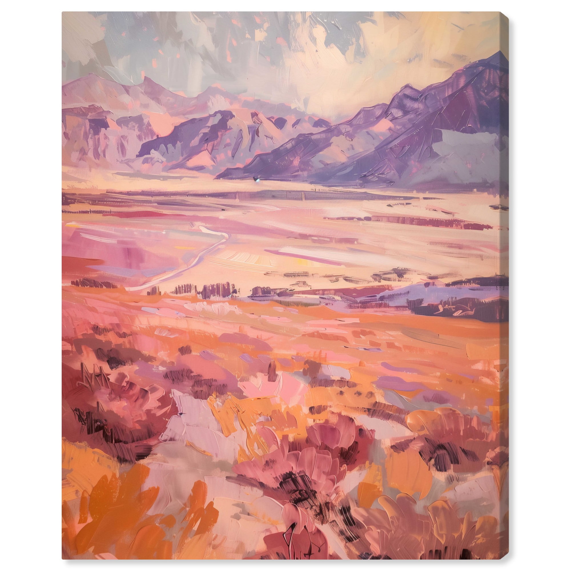 Warm Peach and Purple Desert Landscape Canvas Wall Art