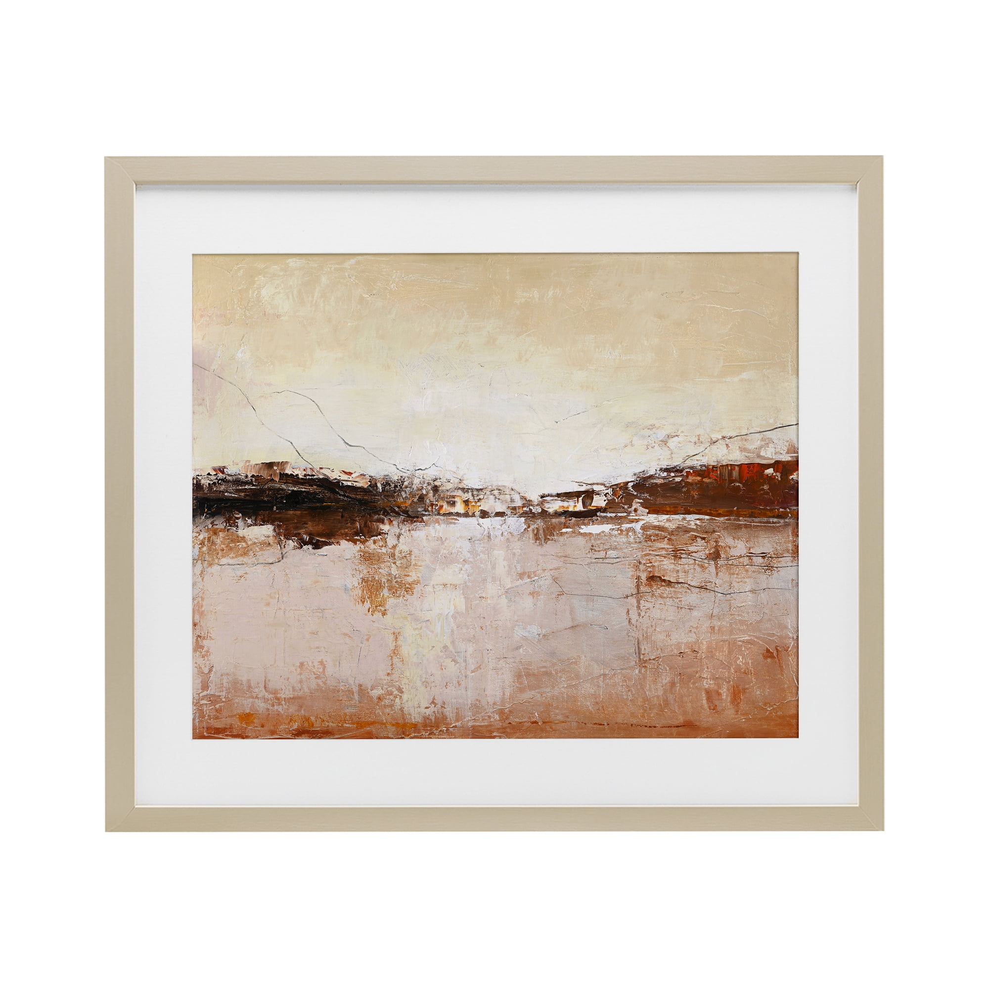 Warm Distressed Horizon Birch Framed Print Under Glass, design by Design Fabrikken