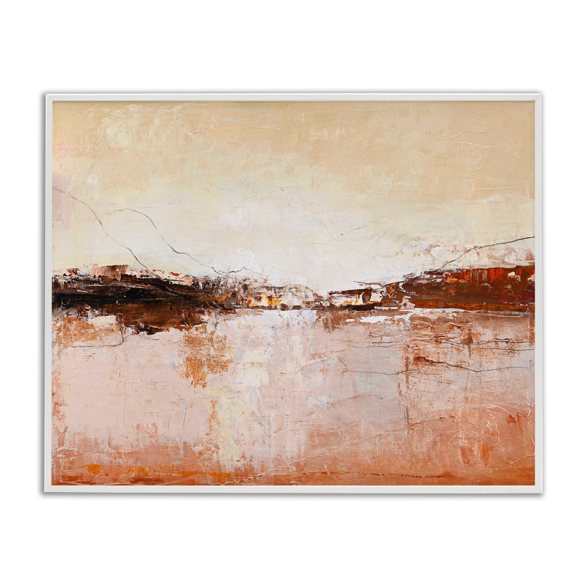 Warm Distressed Horizon White Framed Giclee Art, design by Design Fabrikken