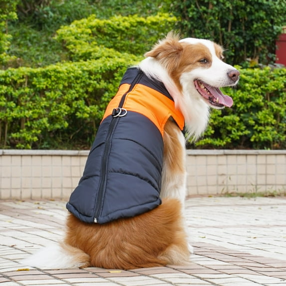 Warm Dog Clothes Pet Coat Winter Vest Padded Zipper Jacket Dog Clothing for Small Medium Big Dogs Outfit Orange L