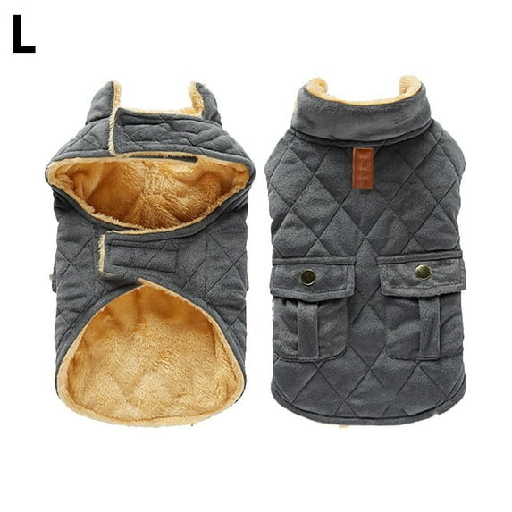 Warm Dog Coat, Cold Weather Puffer Dog Coat, Puppy Plaid Jacket, Quilting Winter Dog Jacket Ultra Thick Plush Lining with Storage Pockets,Pet Thickened Outfits Indoor Outdoor,G L