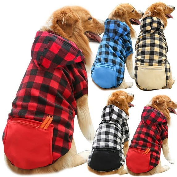 Warm Dog Coat, Dog Jacket Dog Winter Coat British Style Plaid Dog Clothes Pet Dog Cold Weather Coats Cozy Snow Jacket Vest for Small Medium Large Dogs