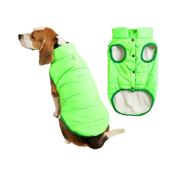 Warm Dog Coat, Windproof Dog Jacket Fleece Pet Winter Coats Solid Color Dogs Clothes Cold Weather Pet Jacket Vest Soft Puppy Apparel for Small Medium Dogs Cat(XL,Green)