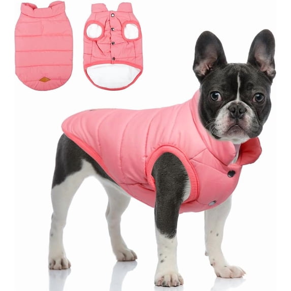 Warm Dog Coat, Windproof Jacket Fleece Winter Coat, Solid Color Cold Weather Pet Apparel for Small Medium Dogs Cat