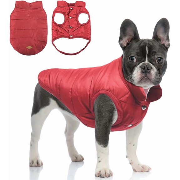 Warm Dog Coat, Windproof Jacket Fleece Winter Coat, Solid Color Cold Weather Pet Apparel for Small Medium Dogs Cat