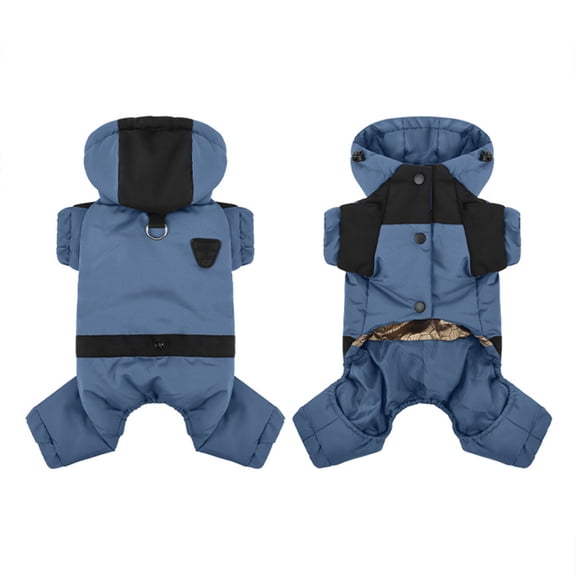 Warm Dog Coat with Hood,Waterproof Windproof Winter Full Body Dog Jacket Snowsuit,Adjustable Cold Weather Pet Clothes (Blue,2XL)