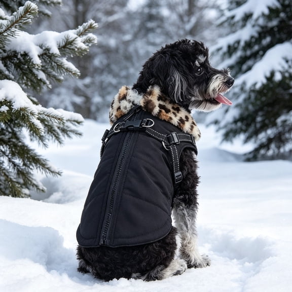 Warm Dog Jacket Winter Coat with Harness, Lined Turtleneck Pet Vest for Cold Weather Walks, Snow Jacket Snowsuit That Sheds Light Rain for Small Medium Large Dogs and Cats, 2XL
