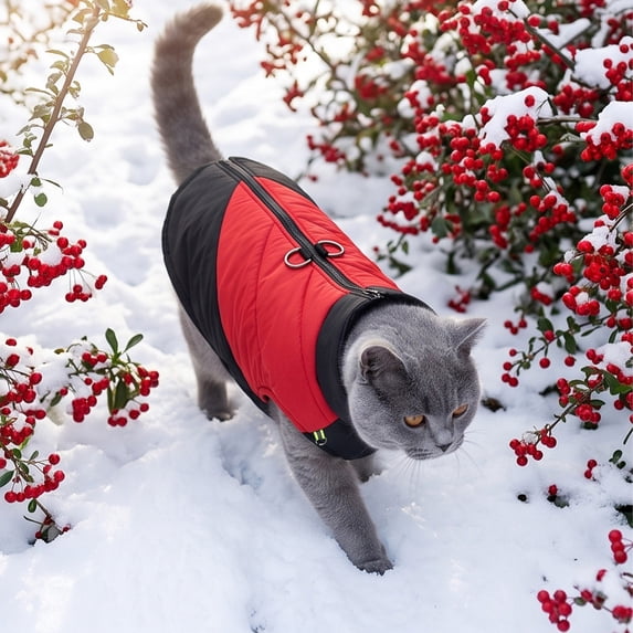 Warm Dog Kitty Winter Coat Thick Padded Pet Jacket Cold Weather Puppy Clothing Cozy Outdoor Apparel for Small Medium Dogs and Kitties