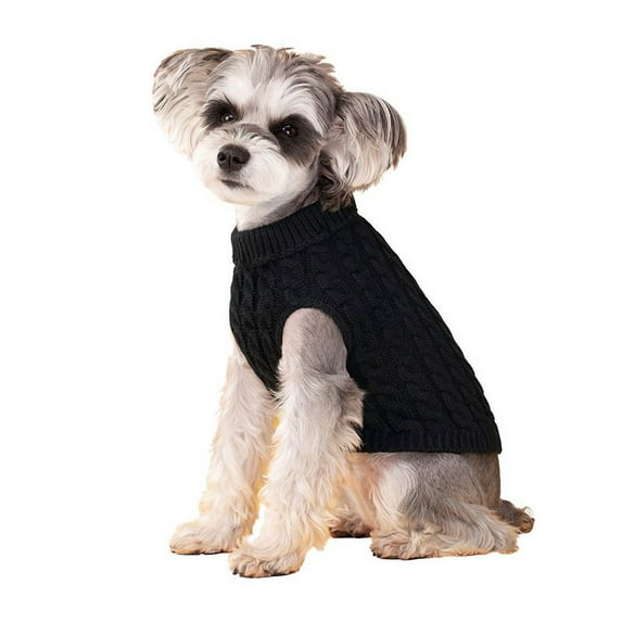 Warm Dog Sweater for Small Medium Dogs Cats Soft Cozy Puppy Clothes Turtleneck Schnauzer Chihuahua Yorkies Coat Pet Costume (Black,M)