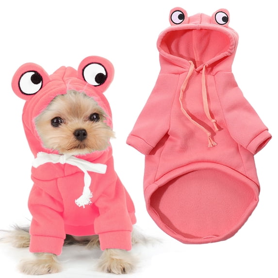 Warm Dog Winter Clothes Cute Dog Coat Hoodies Fleece Pet Dogs Costume Hoodie for French Bulldog Chihuahua Ropa para Perro (Pink, M)