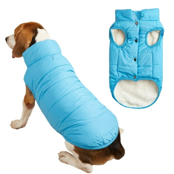 Warm Dog Winter Coat, Waterproof Windproof Pet Jacket with Soft Fleece Lining, Adjustable Vest for Small to Medium Dogs ,Blue L
