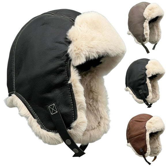 Warm Ear Caps Plush Windproof Thicken Unisex Earflaps Heat Retention Soft Washable Furry Lei Feng Cap for Skiing,Brown