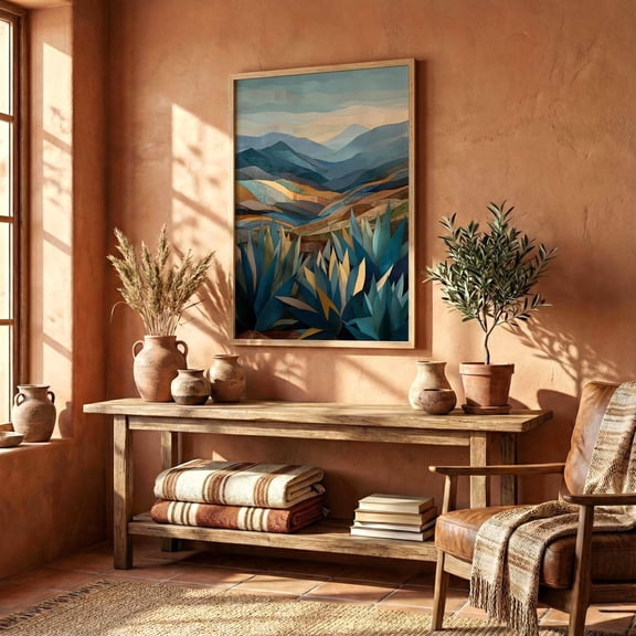 Warm Earthy Agave Landscape Calm Mexican Home Decor Jalisco Mexico Art Unframed Paper Print