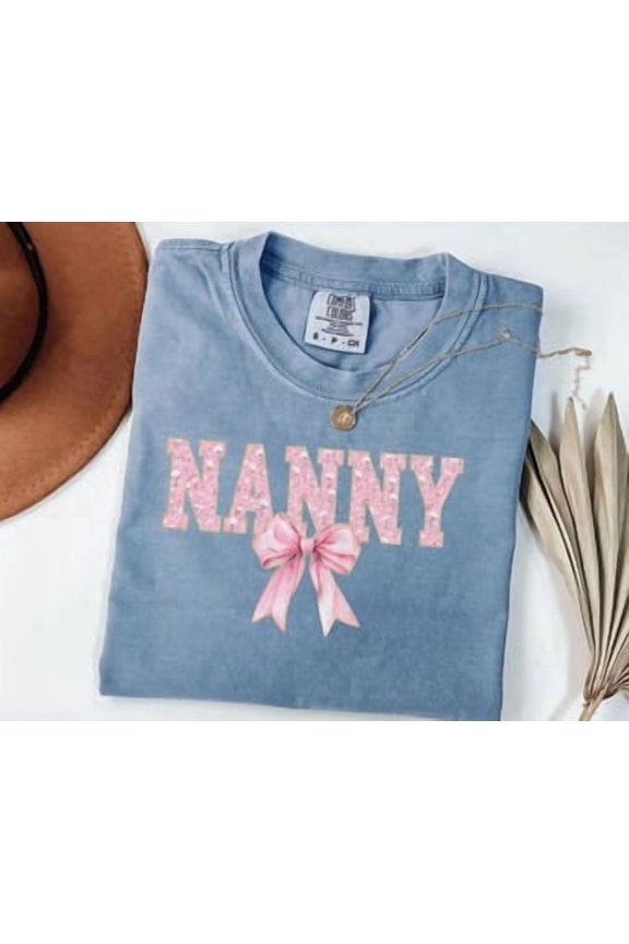 Warm Elegant Nanny Appreciation Shirt With Vintage Floral Pink Bow Design For Thoughtful Gift Giving T Shirt All Size S-3XL
