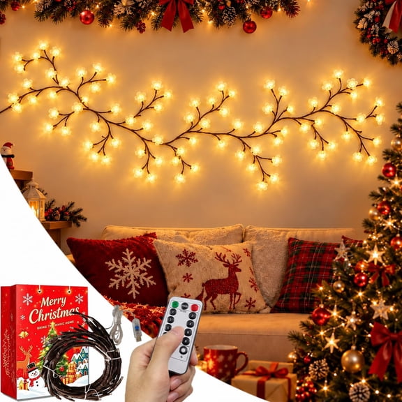 Warm Enchanted Willow Vine Lights, Glow Vine Lights, 8 Lighting Modes, Flexible Led Twinkle Branch Lights Remote-Controlled Holiday Wall