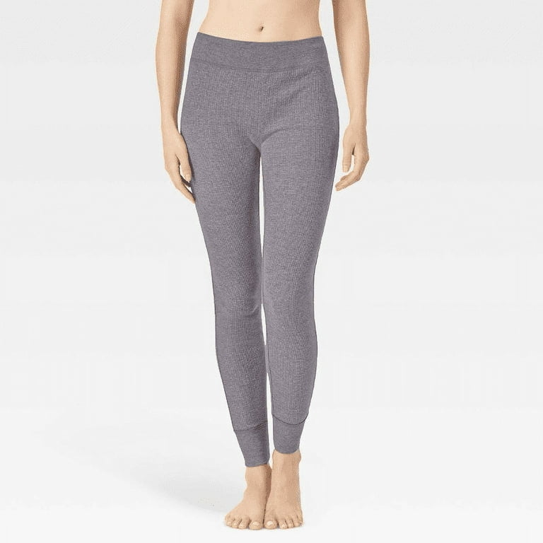 Warm Essentials by Cuddl Duds Women's Waffle Thermal Leggings - Graphite  Heather, Small