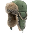 thumbnail image 1 of Warm Faux Fur Aviator Hat, Russian Trooper Hunting Ski Hat with Ear Flaps for Men & Women BGreen, 1 of 3