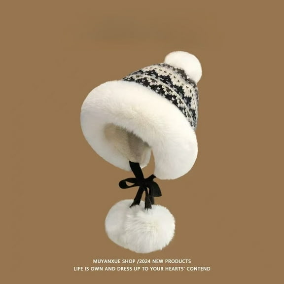 Warm Faux Fur Bucket Hat for Women - Adjustable Rolled Brim Winter Hat