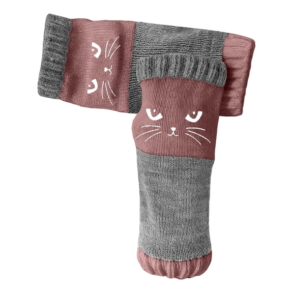 Warm Fingerless Gloves For Women Cat Embroidery Splicing Knitted Gloves Warm Glove Fashion Leaky Finger Casual Women's fingerless