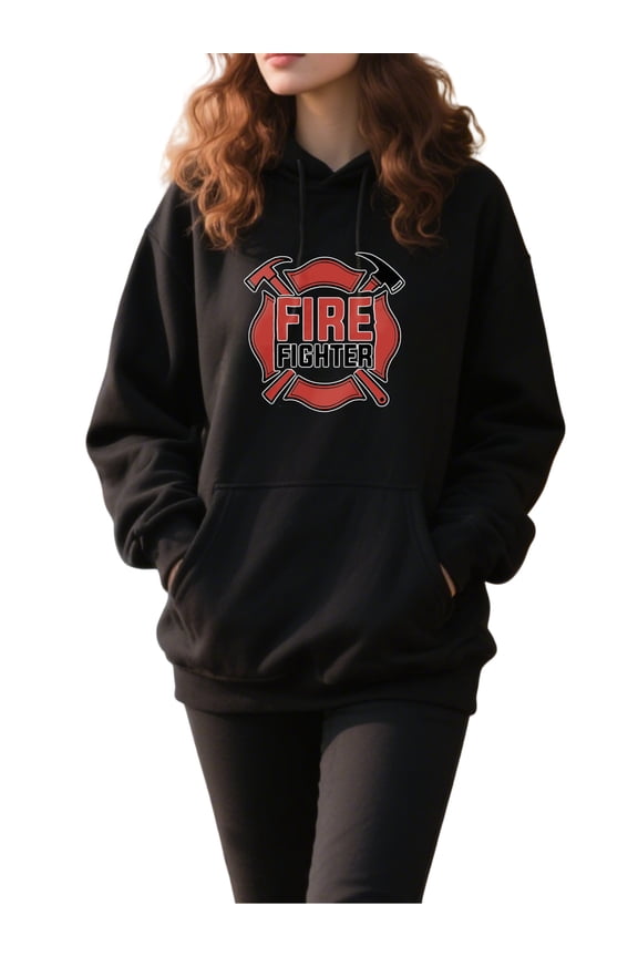 Warm Firefighter Hoodie for Men and Women, Unisex Pullover Hooded Sweatshirt, Comfortable Cotton Poly Blend, Casual Everyday Wear