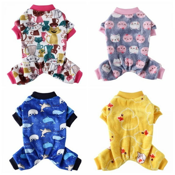 Warm Flannel Pet Pajamas - Soft Sleepwear Jumpsuit Costumes for Small Dogs