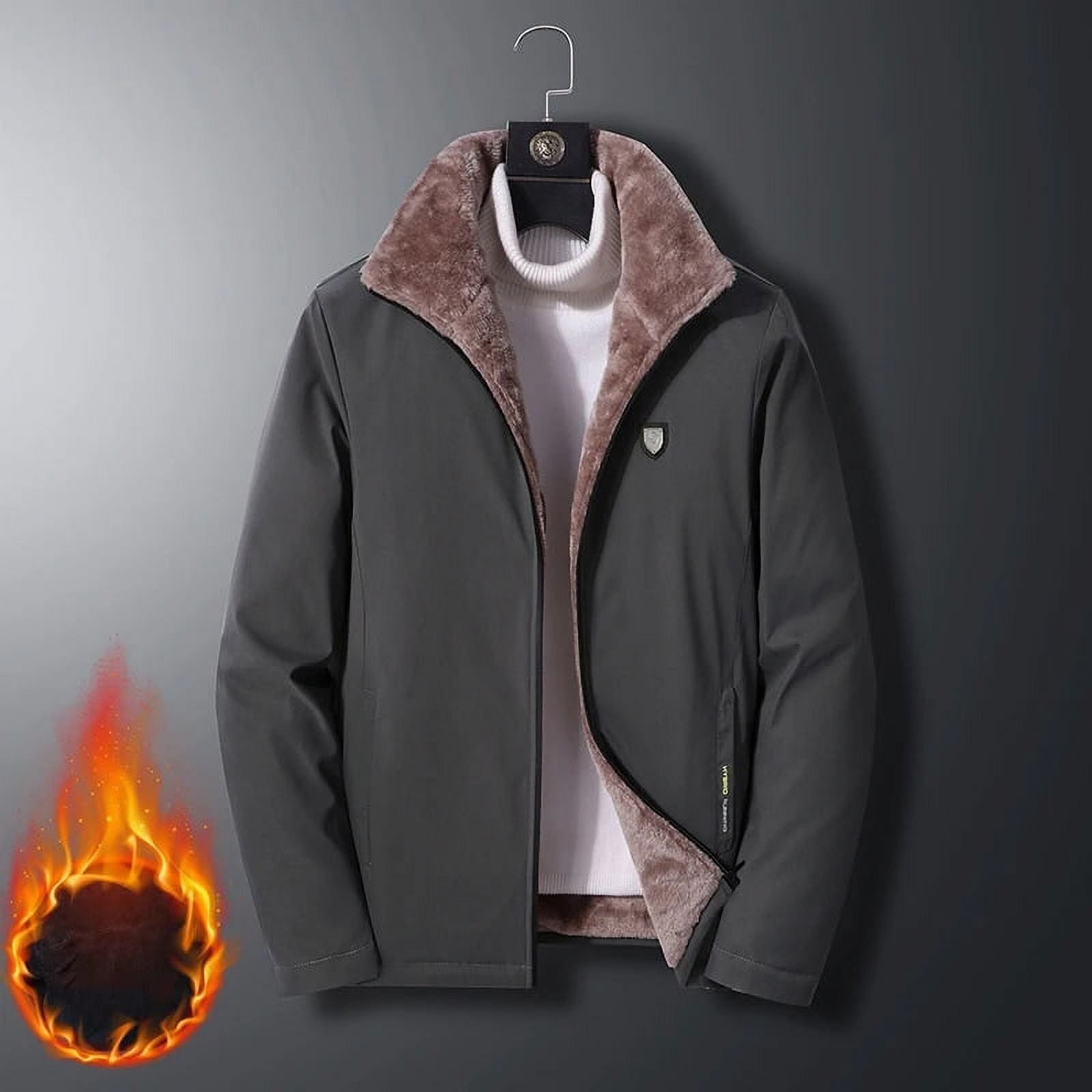 Warm Fleece Autumn Winter Jackets for Men Business Office Dress Coat Casual Men s Winter Jacket Solid Color Luxury Outerwear Man Walmart