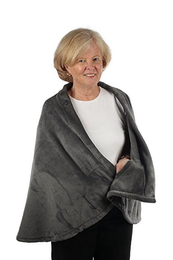 Warm Fleece Cape Warm Fleece Fleece with Pockets (Grey L/XL)