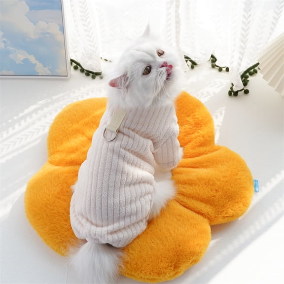 Warm Fleece Dog Pajamas Solid Overalls for Dogs Four Legged Jumpsuit Clothes for Small Medium Dogs Puppy Onesie Sleepingwear White M
