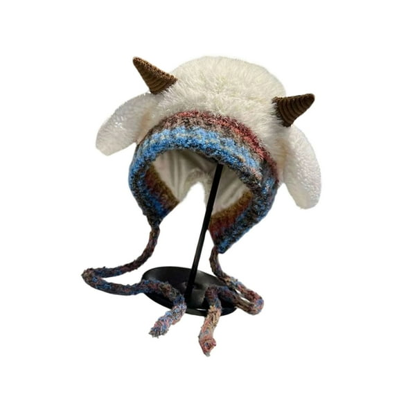Warm Fleece Horned Hat With Playfulness Suitable For School Shopping Or Dating