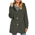 thumbnail image 1 of Warm Fleece Jackets for Women, Fuzzy Hooded Casual Coats 2025 Cardigan Sweaters Outerwear with Pockets Fall Winter, 1 of 6
