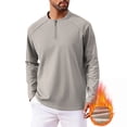 thumbnail image 1 of Warm Fleece Quarter Zip Pullover Men Long Sleeve Pullover Warm Sweater Plus Size for Cold Freezing Weather Khaki L, 1 of 9