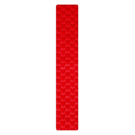 Warm Fleece Table Runner with Quilted Plush Heart Motifs Machine Washable Decorative Tablecloth For Kitchen Decors