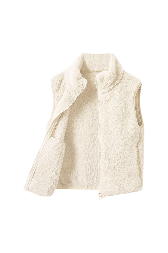 Warm Teddy Vest with Stand-Up Collar, Zippered Sleeveless Jacket for Cold Weather, Soft Plush Vest for Men and Women