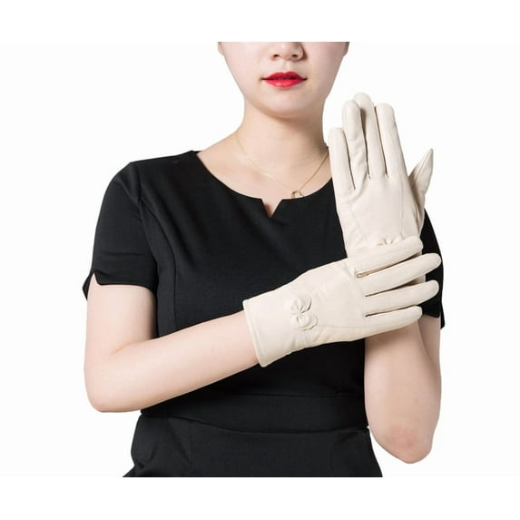 Warm Full Lined Winter Gloves Short Winter Driving Mitten Warm Leather Gloves