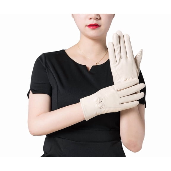 Warm Full Lined Winter Gloves Short Winter Driving Mitten Warm Leather Gloves