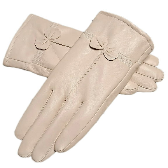 Warm Full Lined Winter Gloves Short Winter Driving Mitten Warm Leather Gloves