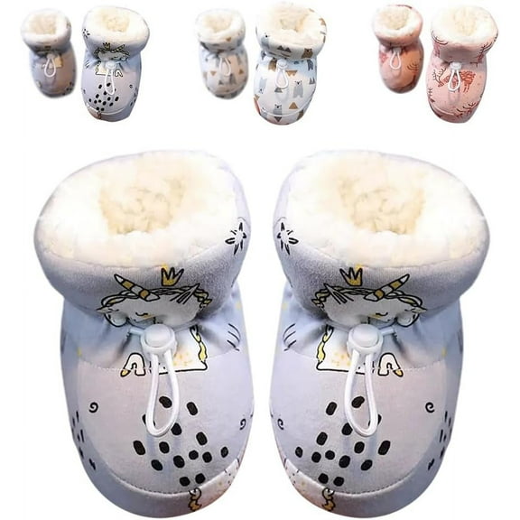 Warm Fur Baby Boots, 2024 New Warm Cozy Fleece Baby Booties, Winter Snow Anti-Slip Soft Sole Warm Sock Shoes
