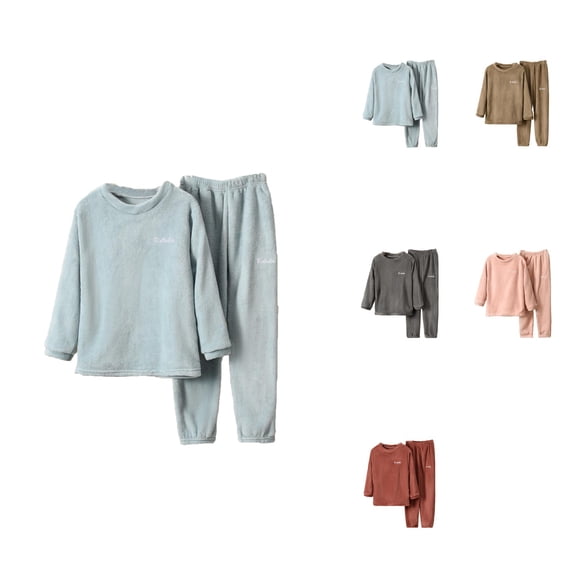 Warm Fuzzy Children's Pajamas Set â Soft 2-Piece Homewear for Boys & Girls Ages 2-12, Solid Color Sweatpants & Top