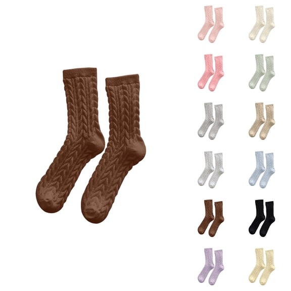 Warm Fuzzy Socks for Women 2025 Winter Comfort Thermal Cable Knit Soft Cute Crew Socks